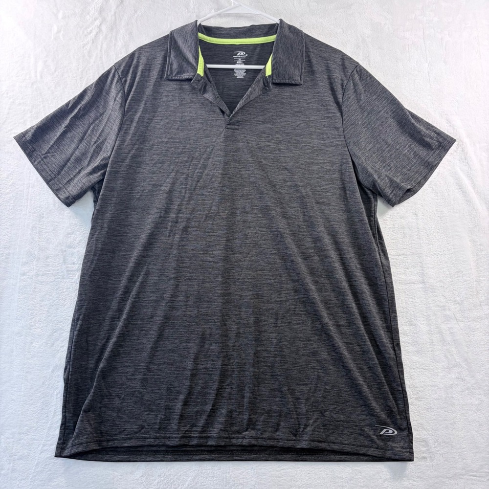 Pro Player Polo Shirt Space Dye Charcoal Gray Short Sleeve Wicking XL